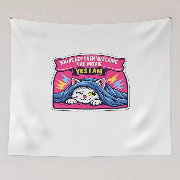 Item preview, Raised Eyebrow White Cat Watching Movie Sticker designed and sold by MIROUZ2000.