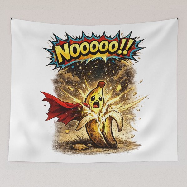 Item preview, NOOOOO Funny Exploding Banana Superhero Cape Comic Design designed and sold by irfanshikh.