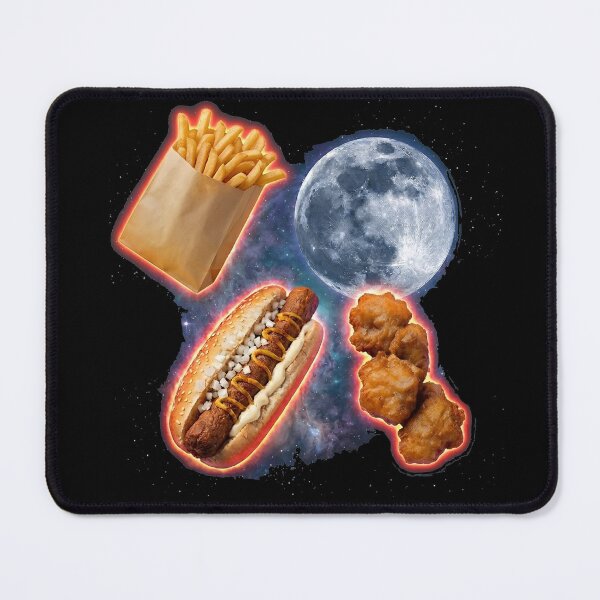 Item preview, fries, fish and Frikandel flying by the moon designed and sold by Strauss-Design.