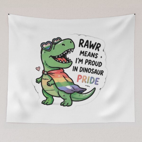 Item preview, Rawr Means Pride Cute Rainbow Dinosaur Sticker designed and sold by Pixanova.