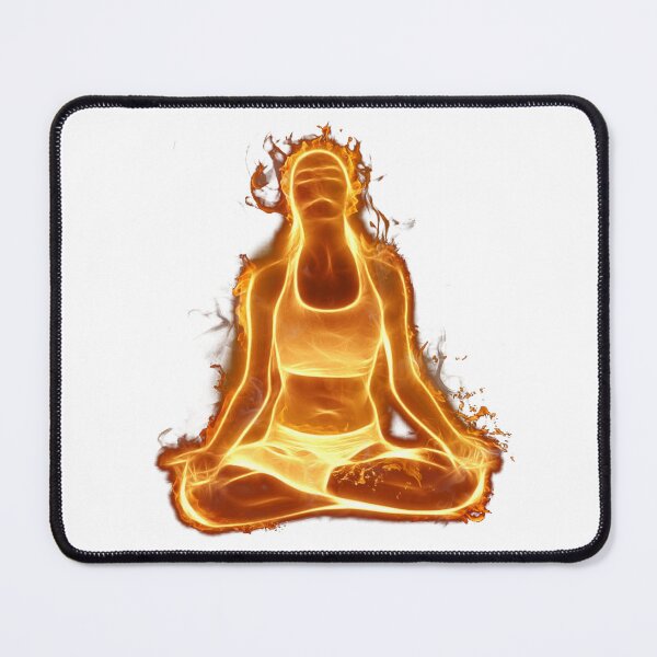 Item preview, Fiery Energy Flow Yoga Pose – Glowing Orange Meditation Silhouette designed and sold by RaresS.