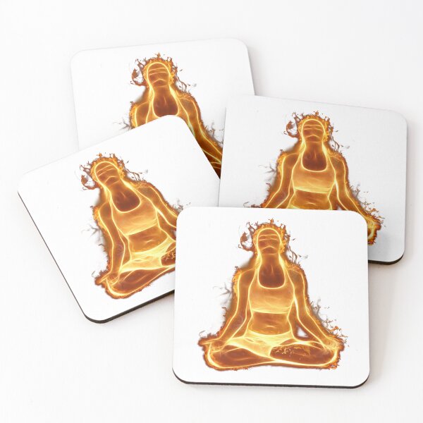 Item preview, Fiery Energy Flow Yoga Pose – Glowing Orange Meditation Silhouette designed and sold by RaresS.