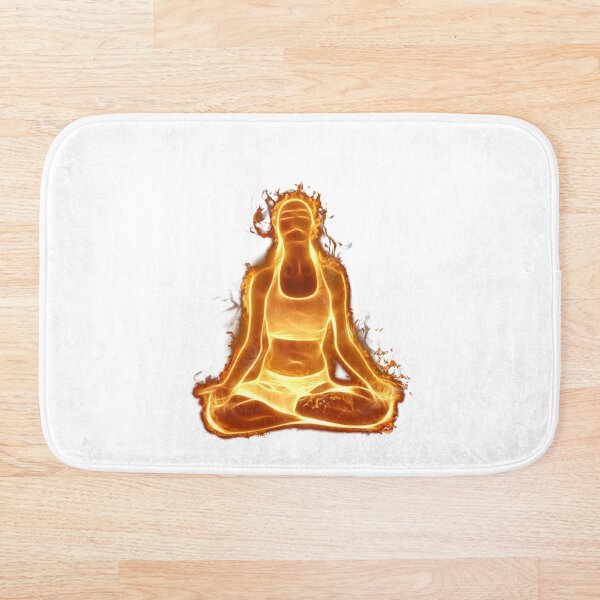Item preview, Postura de yoga de flujo de energía ardiente: silueta de meditación naranja brillante designed and sold by RaresS.