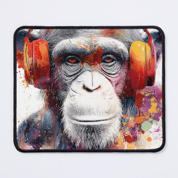 Item preview, DJ Monkey Business Ape With Orange Headphones Color Splash designed and sold by GrinGalore.