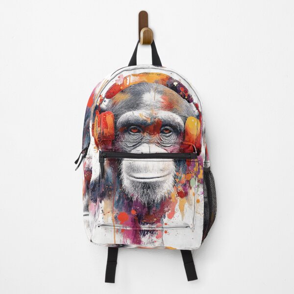 Item preview, DJ Monkey Business Ape With Orange Headphones Color Splash designed and sold by GrinGalore.