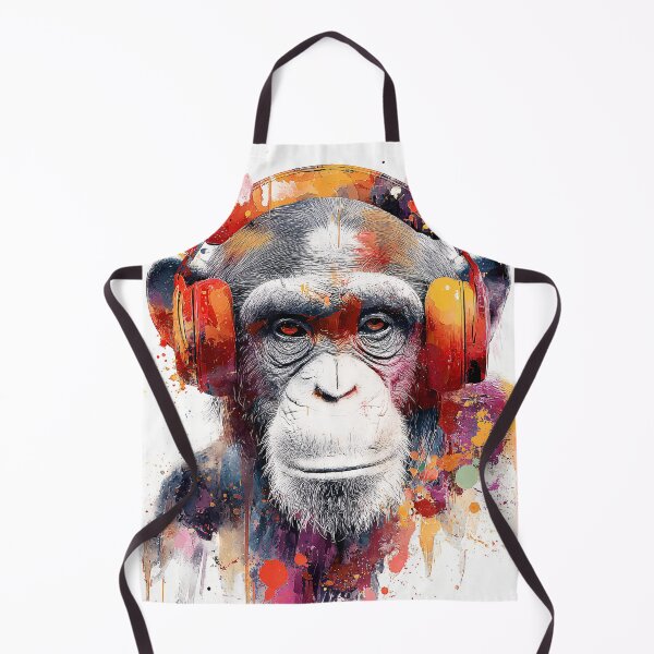 Item preview, DJ Monkey Business Ape With Orange Headphones Color Splash designed and sold by GrinGalore.
