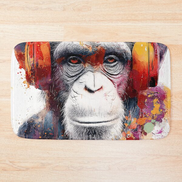 Item preview, DJ Monkey Business Ape With Orange Headphones Color Splash designed and sold by GrinGalore.