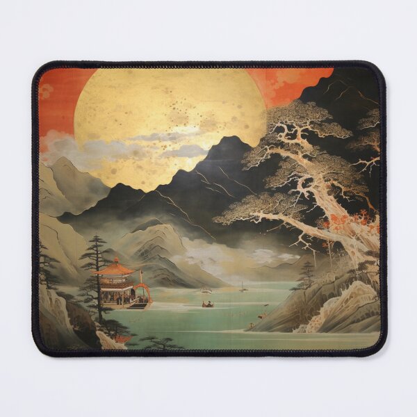 Item preview, Traditional Japanese Illustration - Traditional Japanese Boat Passing Through the River designed and sold by DaisukiTokyo.
