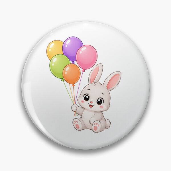 Item preview, Cute Kawaii Bunny with Colorful Birthday Balloons designed and sold by Seculinator.