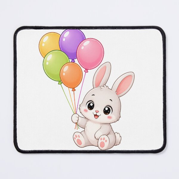 Item preview, Cute Kawaii Bunny with Colorful Birthday Balloons designed and sold by Seculinator.