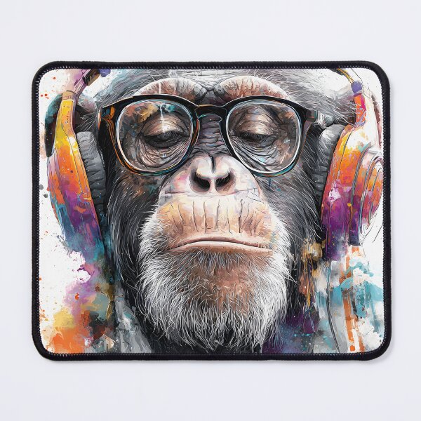 Item preview, DJ Monkey Business Ape With Colorful Headphones And Glasses designed and sold by GrinGalore.