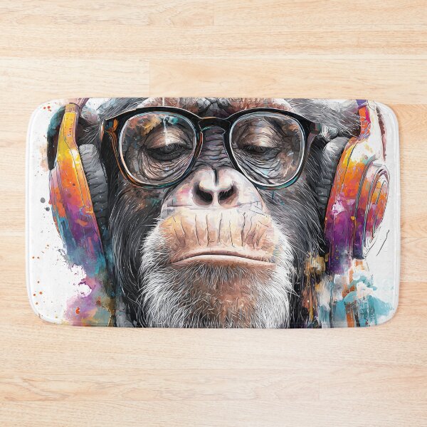 Item preview, DJ Monkey Business Ape With Colorful Headphones And Glasses designed and sold by GrinGalore.