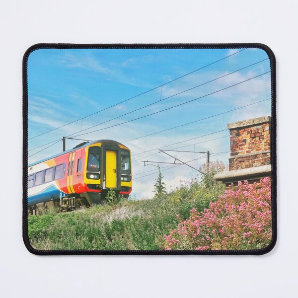 Item preview, Train bright blue sky purple flowers designed and sold by GingaDesigns.