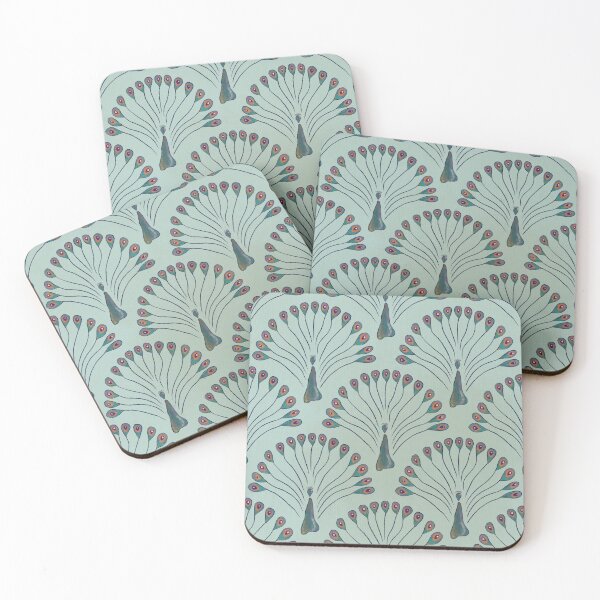 Item preview, Peacock Abstract Feather Pattern Sage Green Blue designed and sold by The Groove Garden.