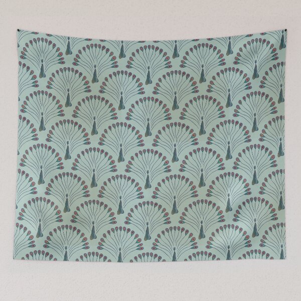 Item preview, Peacock Abstract Feather Pattern Sage Green Blue designed and sold by The Groove Garden.
