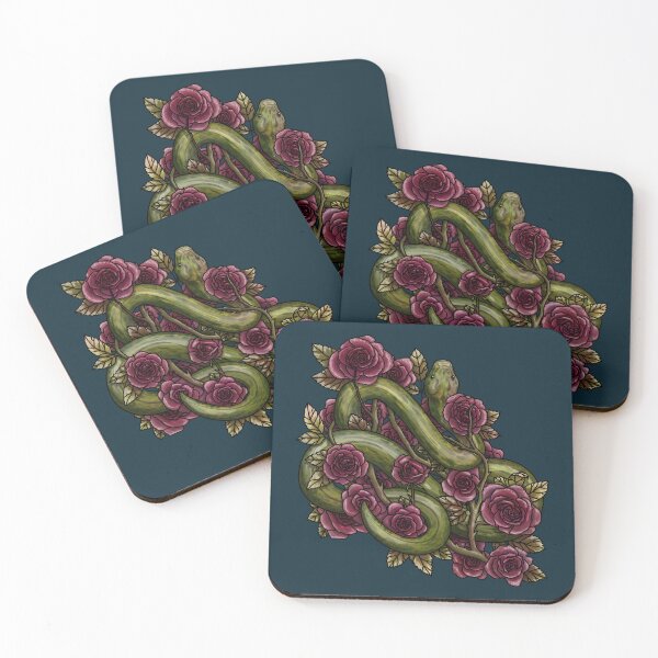 Item preview, Green Snek and Red Roses designed and sold by Art by Veya.