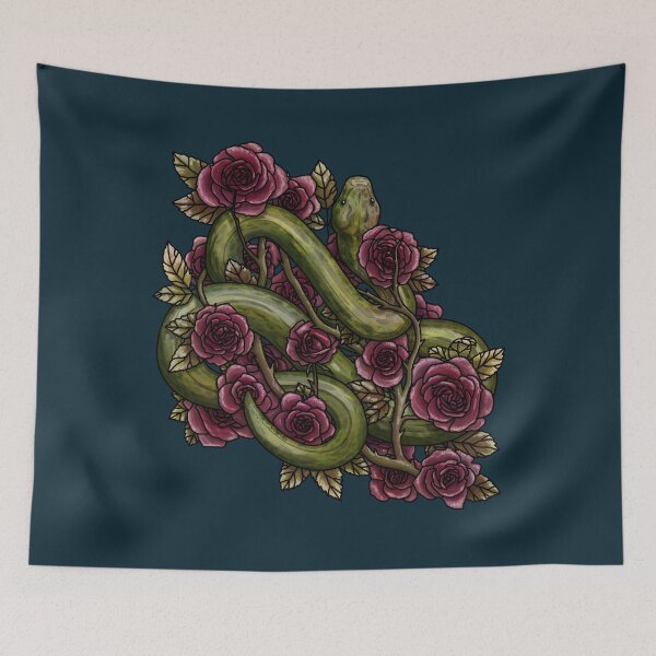 Item preview, Green Snek and Red Roses designed and sold by Art by Veya.