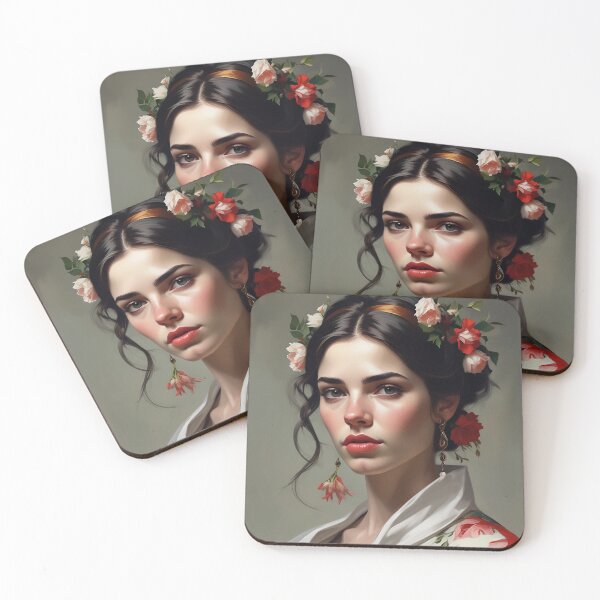 Item preview, Woman with flowers wall art print designed and sold by MK26Designs.