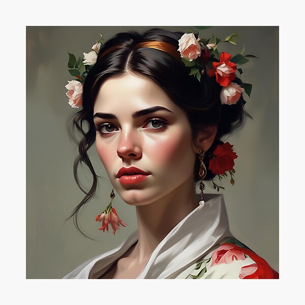 Item preview, Woman with flowers wall art print designed and sold by MK26Designs.