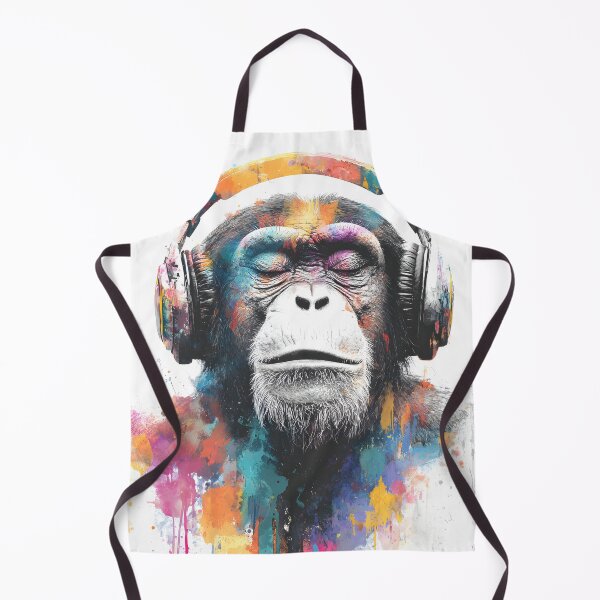 Artikelvorschau, DJ Monkey Business Ape mit geschlossenen Augen und Kopfhörern entworfen und verkauft von GrinGalore.