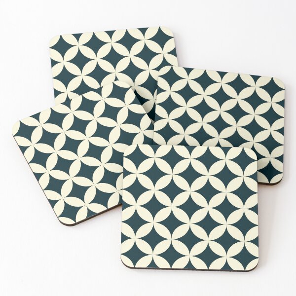 Item preview, Navy Cream Retro Circles and Diamond Pattern 60s 70s Mid Century designed and sold by The Groove Garden.