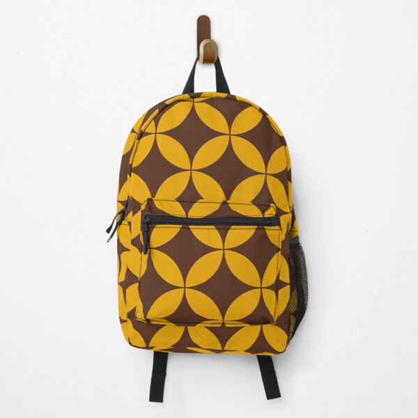 Item preview, Brown Yellow Retro Circles and Diamond Pattern 60s 70s Mid Century designed and sold by Chatula Print Studio.