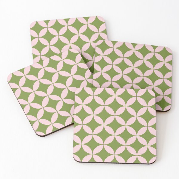Item preview, Pink Green Retro Circles and Diamond Pattern 60s 70s Mid Century designed and sold by The Groove Garden.