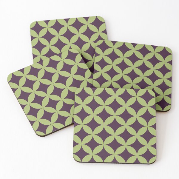Item preview, Purple Green Retro Circles and Diamond Pattern 60s 70s Mid Century designed and sold by The Groove Garden.