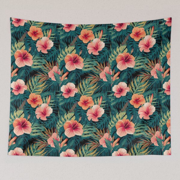 Item preview, Tropical Paradise: Hibiscus & Lush Jungle Leaves designed and sold by MoodLay.