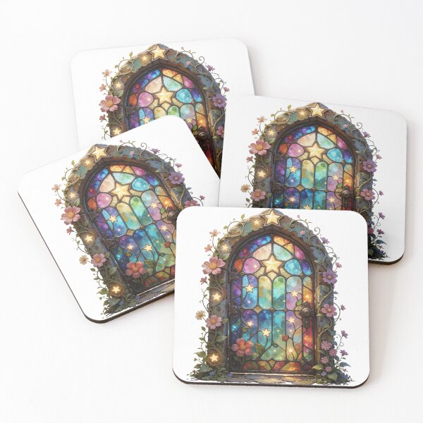 Item preview, Stained Glass Fairy Door Sticker | Enchanted Fantasy Door Art designed and sold by AillustriaAK.