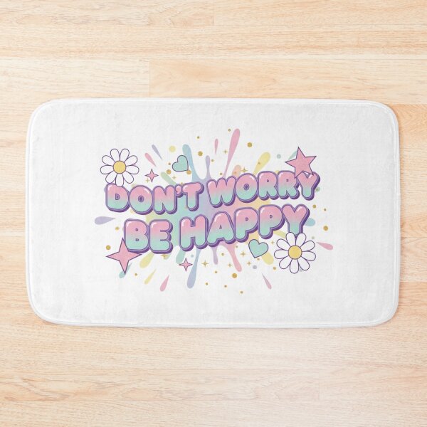Item preview, Don't Worry Be Happy – Kawaii Pastel Bubble Typography & Retro Daisies designed and sold by daila70.