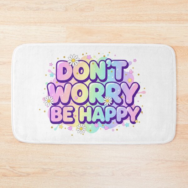 Item preview, Don't Worry Be Happy – Kawaii Pastel Bubble Typography & Retro Daisies designed and sold by daila70.