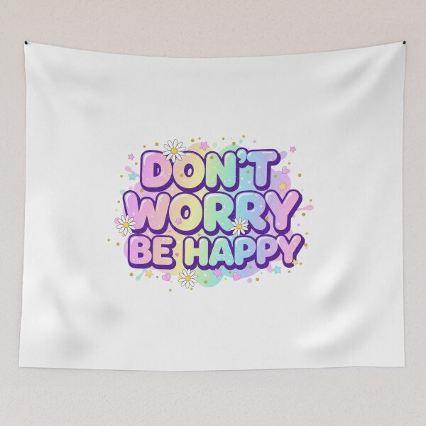 Item preview, Don't Worry Be Happy – Kawaii Pastel Bubble Typography & Retro Daisies designed and sold by daila70.