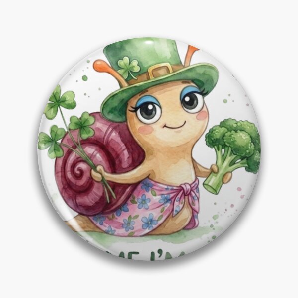 Item preview, Watercolor Irish Snail with Broccoli designed and sold by PrintableBeats.