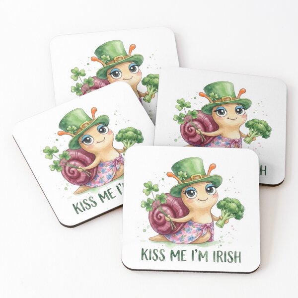 Item preview, Watercolor Irish Snail with Broccoli designed and sold by PrintableBeats.