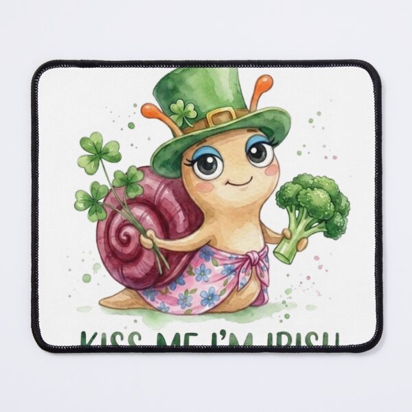 Item preview, Watercolor Irish Snail with Broccoli designed and sold by PrintableBeats.