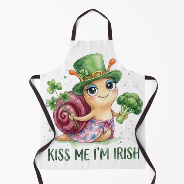 Item preview, Watercolor Irish Snail with Broccoli designed and sold by PrintableBeats.