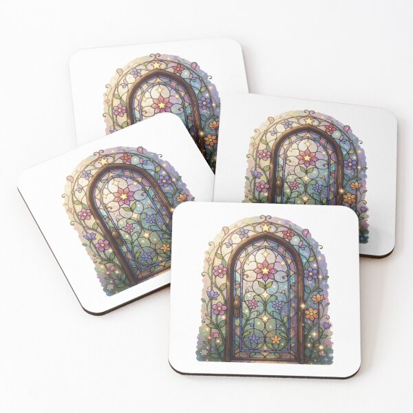 Item preview, Stained Glass Fairy Door Sticker | Enchanted Fantasy Door Art designed and sold by AillustriaAK.