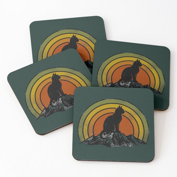 Item preview, Vintage Retro Sunset Cat Silhouette - 70s Distressed Cat T-Shirt Design designed and sold by Clintora.