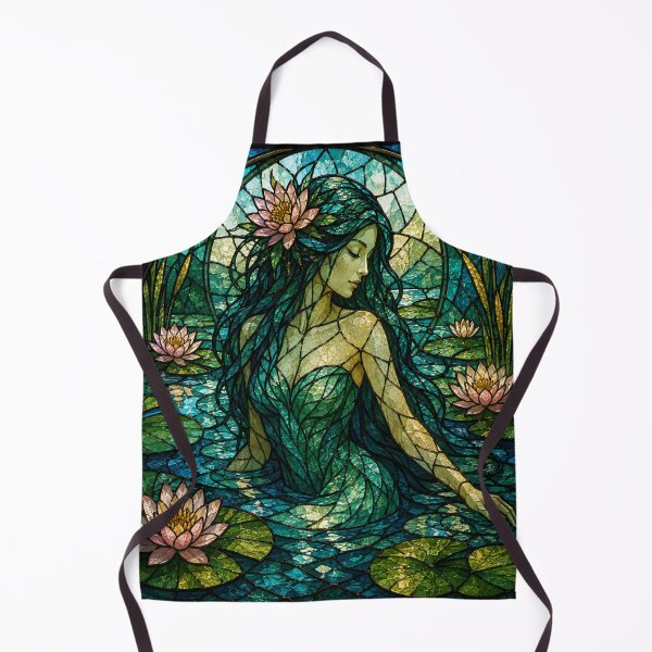 Item preview, Water Nymph in Stained Glass – Enchanted Lotus Pond designed and sold by Karszul.