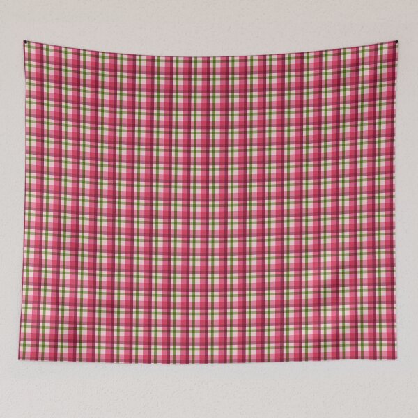 Item preview, Retro Vintage Plaid Check Pattern Pink Green Raspberry 1970s 1960s Mid Century designed and sold by Chatula Print Studio.