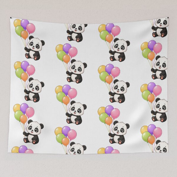 Item preview, Cute Kawaii Panda Bear with Colorful Balloons designed and sold by Seculinator.