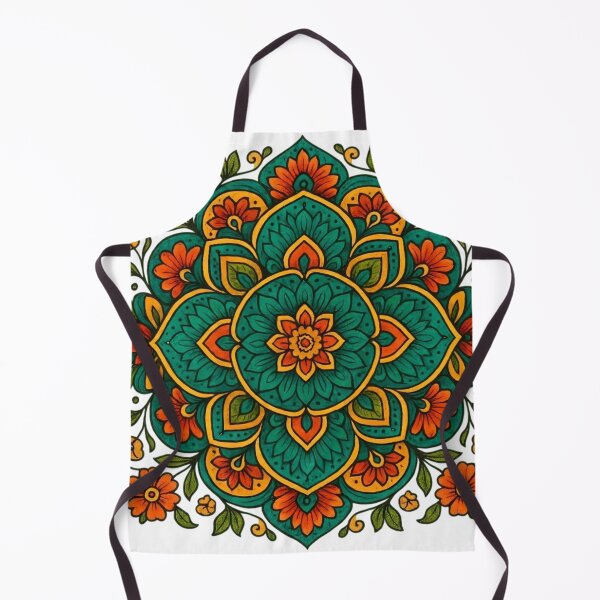 Item preview, Teal Orange Earthy Symmetrical Floral Mandala Vibrant Spiritual Art designed and sold by Good Vibes .