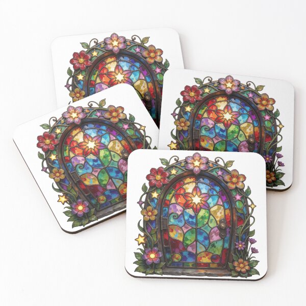Item preview, Stained Glass Fairy Door Sticker | Enchanted Fantasy Door Art designed and sold by AillustriaAK.