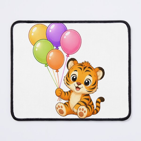 Item preview, Cute Kawaii Tiger Cub With Colorful Balloons designed and sold by Seculinator.