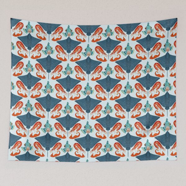 Item preview, Ocean Life Coastal Pattern Collection | Seahorses, Stingrays, Tropical Fish & Shrimp | Nautical Marine Surface Pattern Designs designed and sold by VirtuallyCreativ .