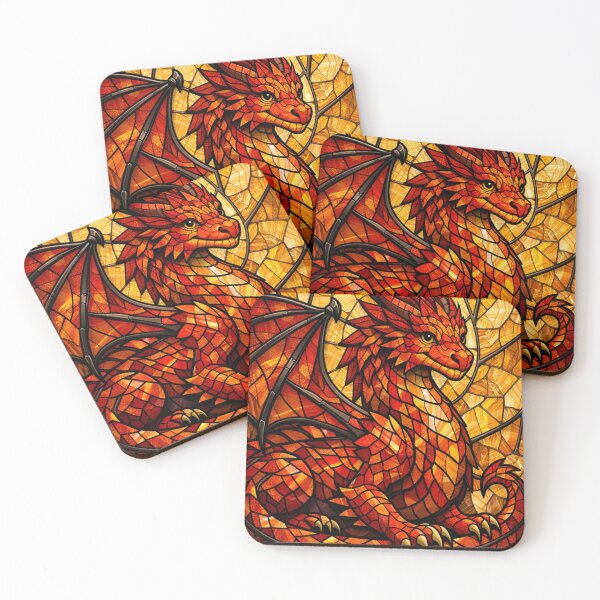 Item preview, Fiery Dragon Stained Glass Fantasy Art designed and sold by Karszul.