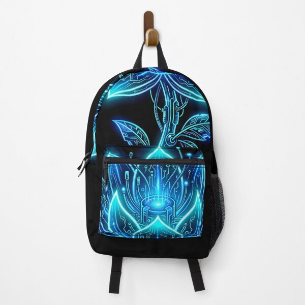 Item preview, Cyberpunk Neon Flower Shirt – Futuristic Blue Lotus Techwear Graphic Tee designed and sold by Neo Tokio.