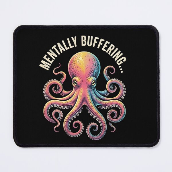 Item preview, Mentally Buffering Octopus T-Shirt & Sticker – Funny Loading Brain Sea Creature Meme for Introverts designed and sold by ZyxDes.