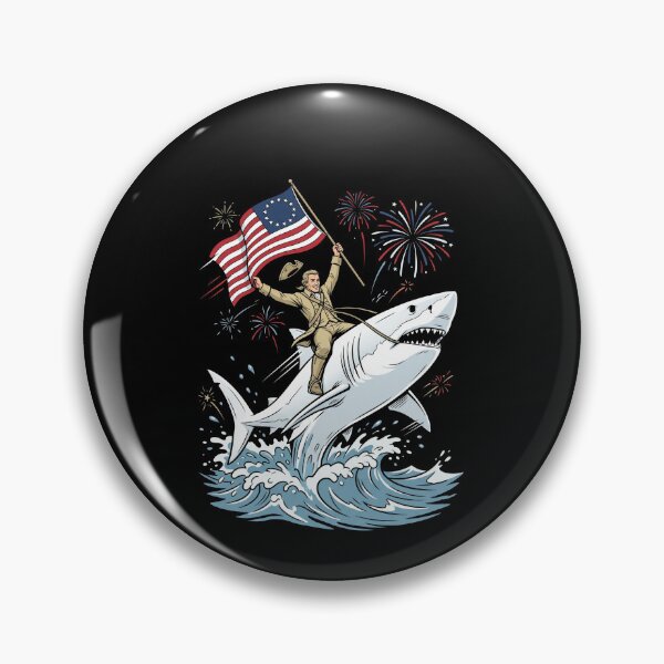 Item preview, Founding Father Shark Riding American Flag Independence Day Patriotism designed and sold by SofenArt.
